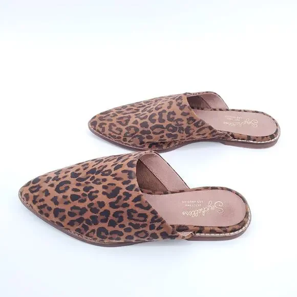 Seychelles Womens Cheetah Leopard Leather Upper Pointed Toe Sock Slide Mule| 7 - Picture 2 of 6